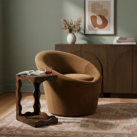 Yara Saddle Velvet Upholstered Accent Chair, 1 Piece