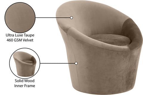 Yara Taupe Velvet Upholstered Accent Chair, 1 Piece