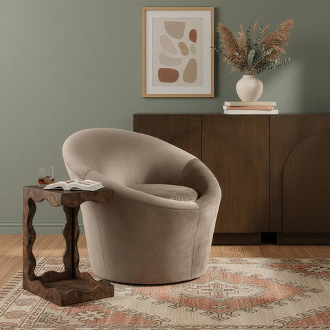 Yara Taupe Velvet Upholstered Accent Chair, 1 Piece