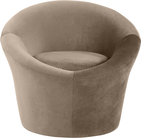 Yara Taupe Velvet Upholstered Accent Chair, 1 Piece