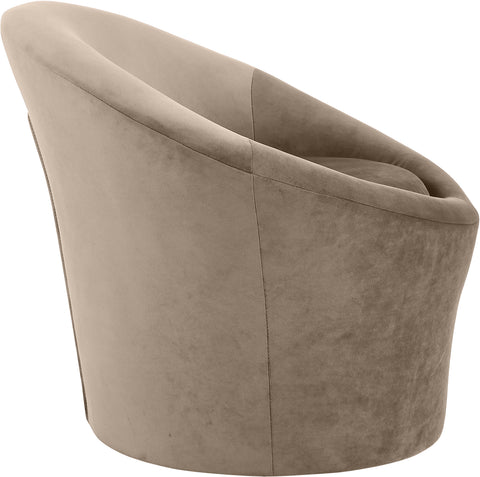 Yara Taupe Velvet Upholstered Accent Chair, 1 Piece