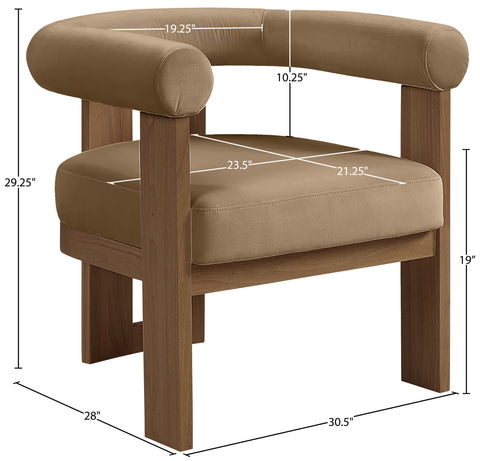 Noelle Beige Velvet Performance Fabric Upholstered Accent Chair, 1 Piece