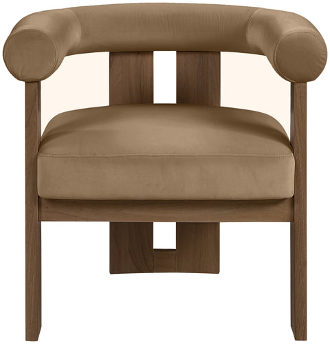 Noelle Beige Velvet Performance Fabric Upholstered Accent Chair, 1 Piece