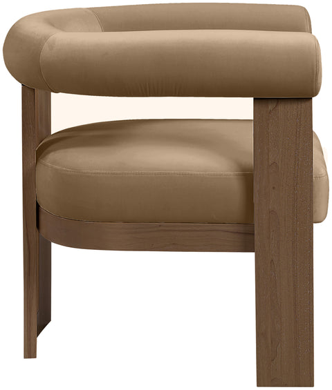 Noelle Beige Velvet Performance Fabric Upholstered Accent Chair, 1 Piece