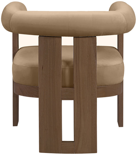 Noelle Beige Velvet Performance Fabric Upholstered Accent Chair, 1 Piece