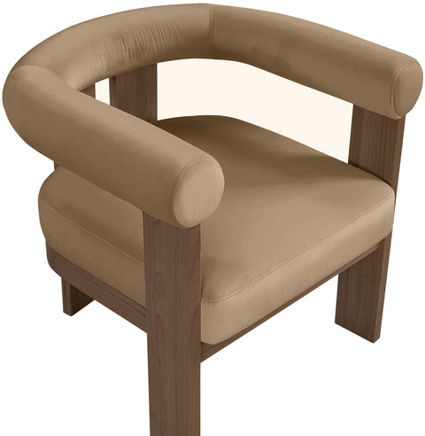 Noelle Beige Velvet Performance Fabric Upholstered Accent Chair, 1 Piece