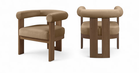 Noelle Beige Velvet Performance Fabric Upholstered Accent Chair, 1 Piece