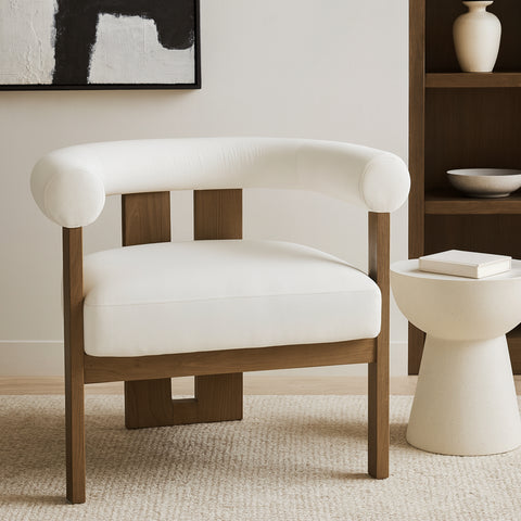 Noelle Cream Velvet Performance Fabric Upholstered Accent Chair, 1 Piece