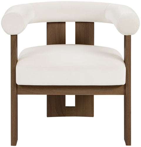 Noelle Cream Velvet Performance Fabric Upholstered Accent Chair, 1 Piece