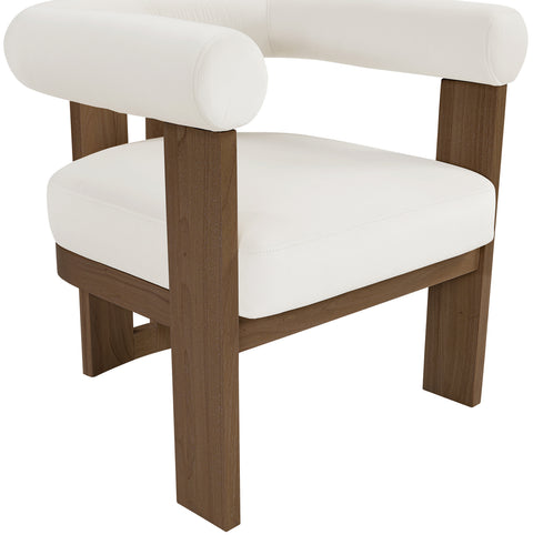 Noelle Cream Velvet Performance Fabric Upholstered Accent Chair, 1 Piece