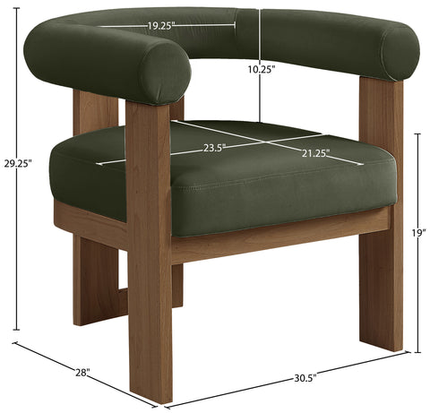 Noelle Green Velvet Performance Fabric Upholstered Accent Chair, 1 Piece
