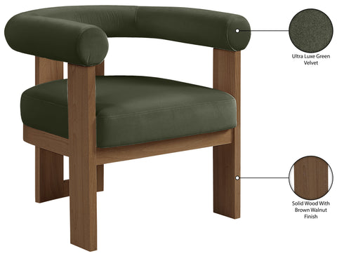 Noelle Green Velvet Performance Fabric Upholstered Accent Chair, 1 Piece