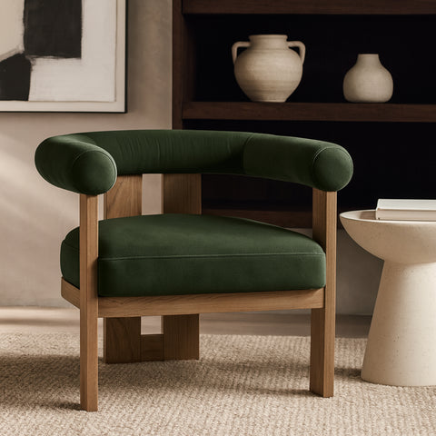 Noelle Green Velvet Performance Fabric Upholstered Accent Chair, 1 Piece