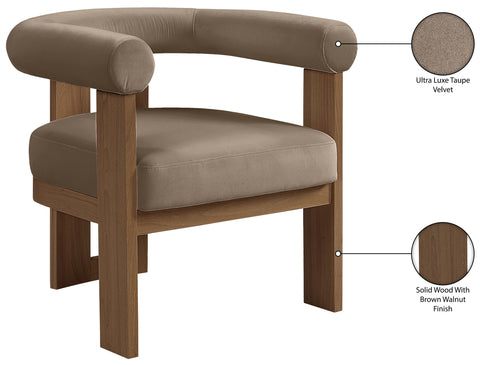 Noelle Taupe Velvet Performance Fabric Upholstered Accent Chair, 1 Piece