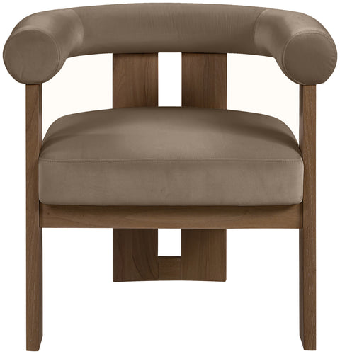 Noelle Taupe Velvet Performance Fabric Upholstered Accent Chair, 1 Piece
