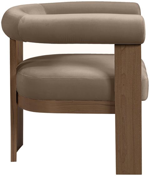 Noelle Taupe Velvet Performance Fabric Upholstered Accent Chair, 1 Piece