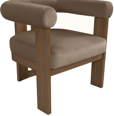 Noelle Taupe Velvet Performance Fabric Upholstered Accent Chair, 1 Piece