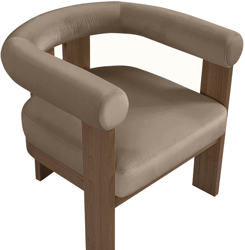 Noelle Taupe Velvet Performance Fabric Upholstered Accent Chair, 1 Piece