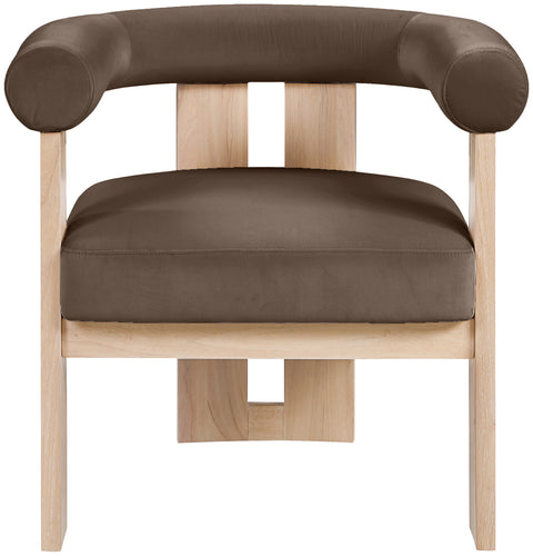 Noelle Brown Velvet Performance Fabric Upholstered Accent Chair, 1 Piece