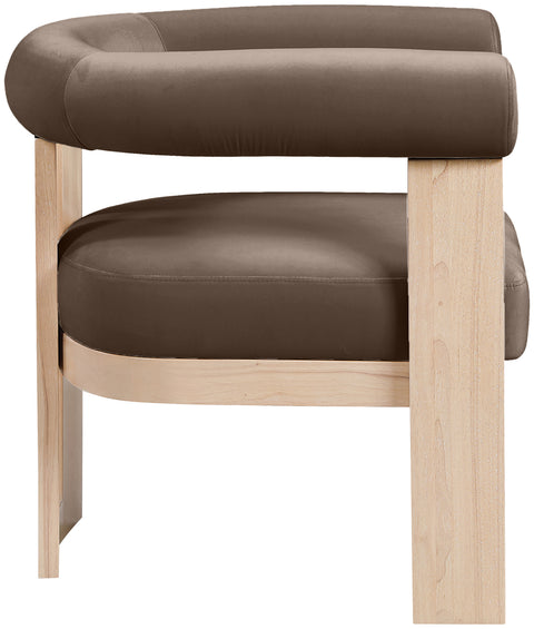 Noelle Brown Velvet Performance Fabric Upholstered Accent Chair, 1 Piece