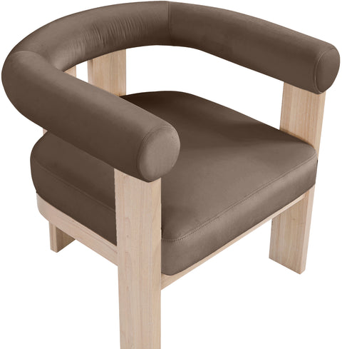 Noelle Brown Velvet Performance Fabric Upholstered Accent Chair, 1 Piece