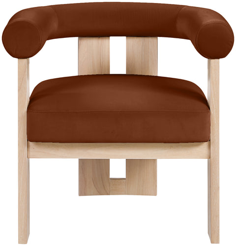 Noelle Cognac Velvet Performance Fabric Upholstered Accent Chair, 1 Piece