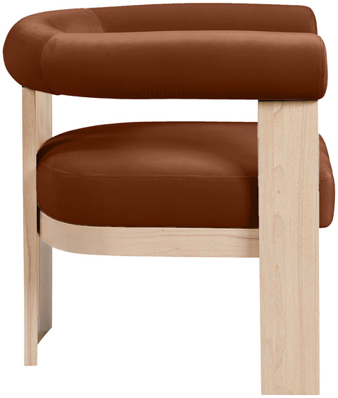 Noelle Cognac Velvet Performance Fabric Upholstered Accent Chair, 1 Piece