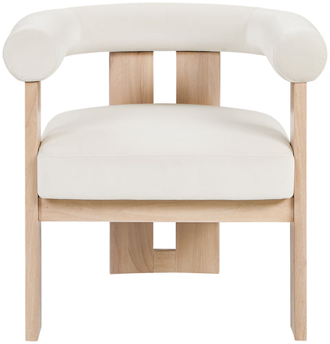 Noelle Cream Velvet Performance Fabric Upholstered Accent Chair, 1 Piece (Style 2)