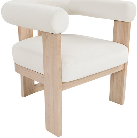 Noelle Cream Velvet Performance Fabric Upholstered Accent Chair, 1 Piece (Style 2)