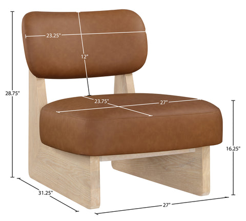 Marlow Cognac Vegan Leather Upholstered Accent Chair, 1 Piece
