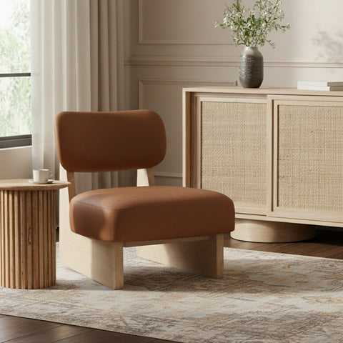 Marlow Cognac Vegan Leather Upholstered Accent Chair, 1 Piece