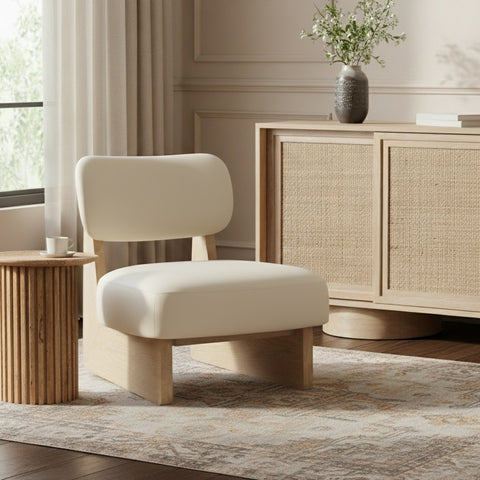 Marlow Cream Vegan Leather Upholstered Accent Chair, 1 Piece