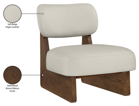 Marlow Beige Vegan Leather Upholstered Accent Chair, 1 Piece