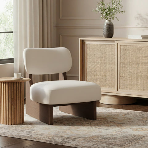Marlow Beige Vegan Leather Upholstered Accent Chair, 1 Piece