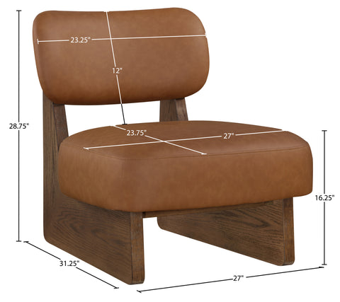 Marlow Cognac Vegan Leather Upholstered Accent Chair, 1 Piece (Style 2)