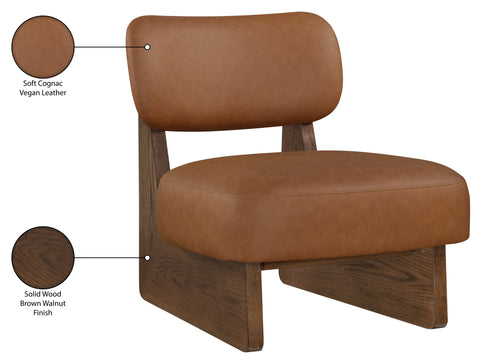 Marlow Cognac Vegan Leather Upholstered Accent Chair, 1 Piece (Style 2)