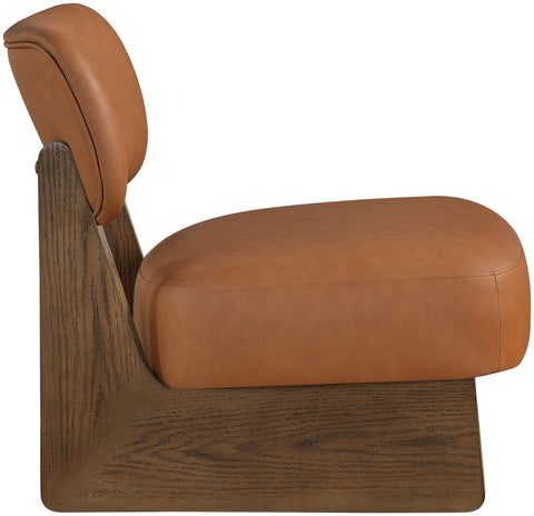 Marlow Cognac Vegan Leather Upholstered Accent Chair, 1 Piece (Style 2)