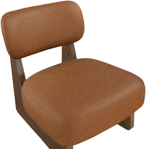 Marlow Cognac Vegan Leather Upholstered Accent Chair, 1 Piece (Style 2)