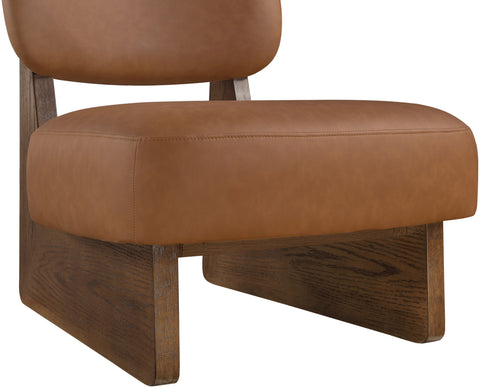 Marlow Cognac Vegan Leather Upholstered Accent Chair, 1 Piece (Style 2)