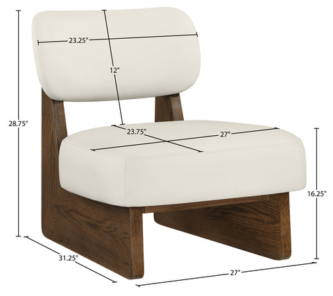 Marlow Cream Vegan Leather Upholstered Accent Chair, 1 Piece (Style 2)