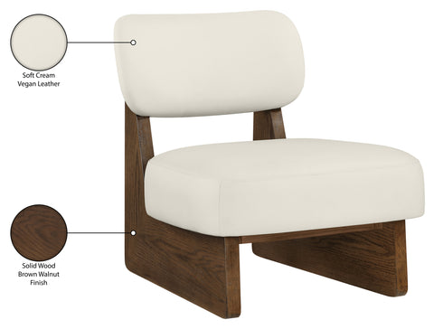 Marlow Cream Vegan Leather Upholstered Accent Chair, 1 Piece (Style 2)