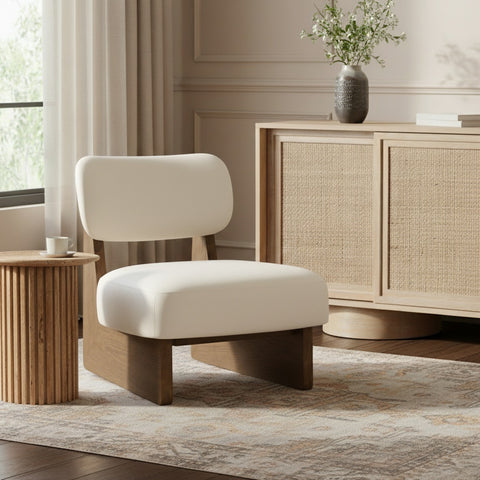 Marlow Cream Vegan Leather Upholstered Accent Chair, 1 Piece (Style 2)