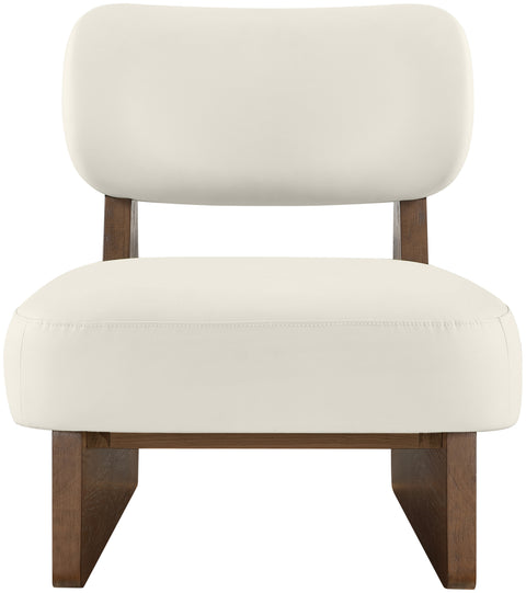 Marlow Cream Vegan Leather Upholstered Accent Chair, 1 Piece (Style 2)