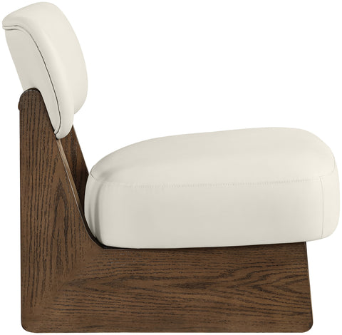 Marlow Cream Vegan Leather Upholstered Accent Chair, 1 Piece (Style 2)