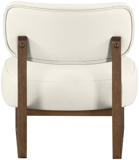 Marlow Cream Vegan Leather Upholstered Accent Chair, 1 Piece (Style 2)