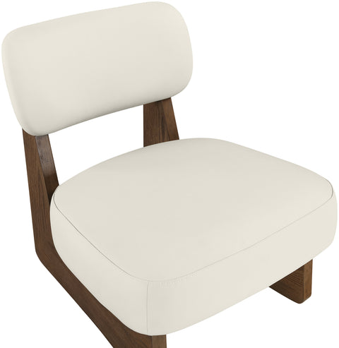 Marlow Cream Vegan Leather Upholstered Accent Chair, 1 Piece (Style 2)