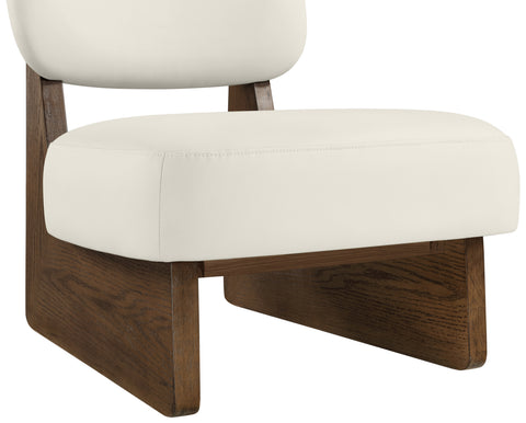 Marlow Cream Vegan Leather Upholstered Accent Chair, 1 Piece (Style 2)