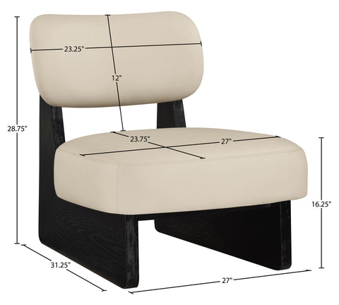 Marlow Beige Vegan Leather Upholstered Accent Chair, 1 Piece (Style 2)