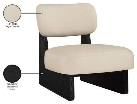 Marlow Beige Vegan Leather Upholstered Accent Chair, 1 Piece (Style 2)