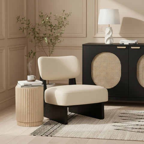 Marlow Beige Vegan Leather Upholstered Accent Chair, 1 Piece (Style 2)